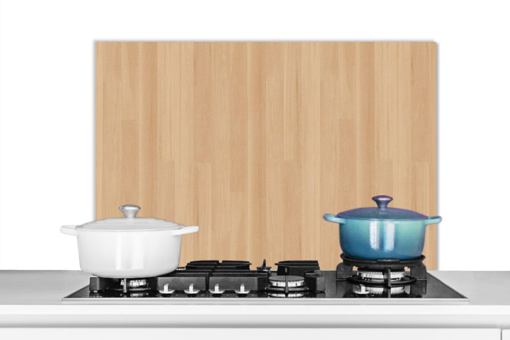 KitchenYeah Spritzschutz Küche - Küchenrückwand - Wandschutz für Herd und Spüle - Natürlich - Holz - Regal - Muster 90x60 - Alu-Dibond (Alt...