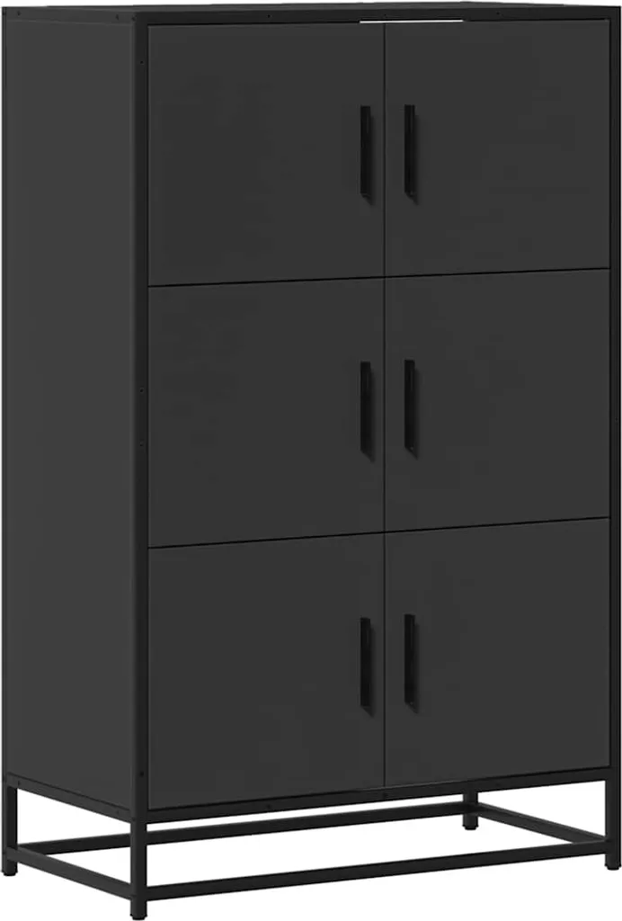 OFFERTA SYFAX Credenza Nera 68x35x106,5: Struttura Metallo e Legno Top