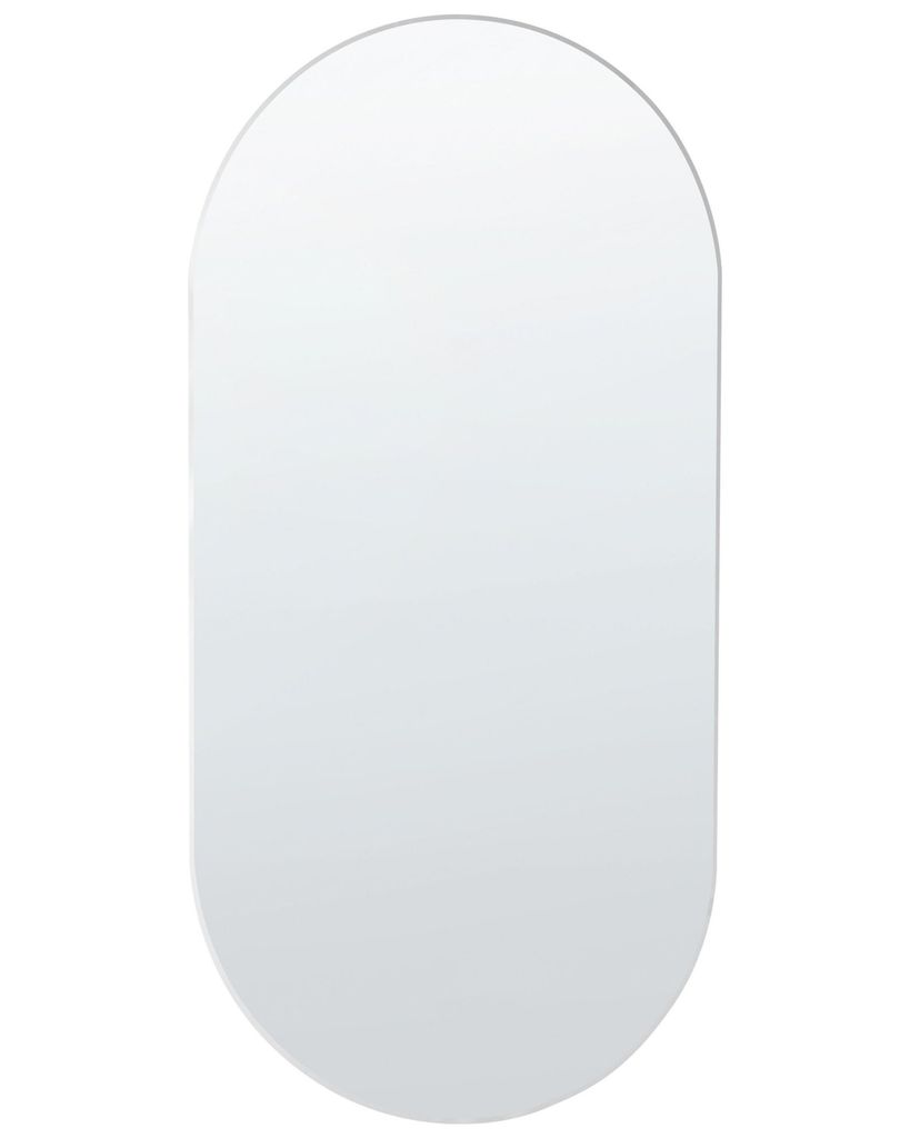 BELIANI Ovaler Wandspiegel rahmenlos silber 40 x 80 cm Bad Produktbild 