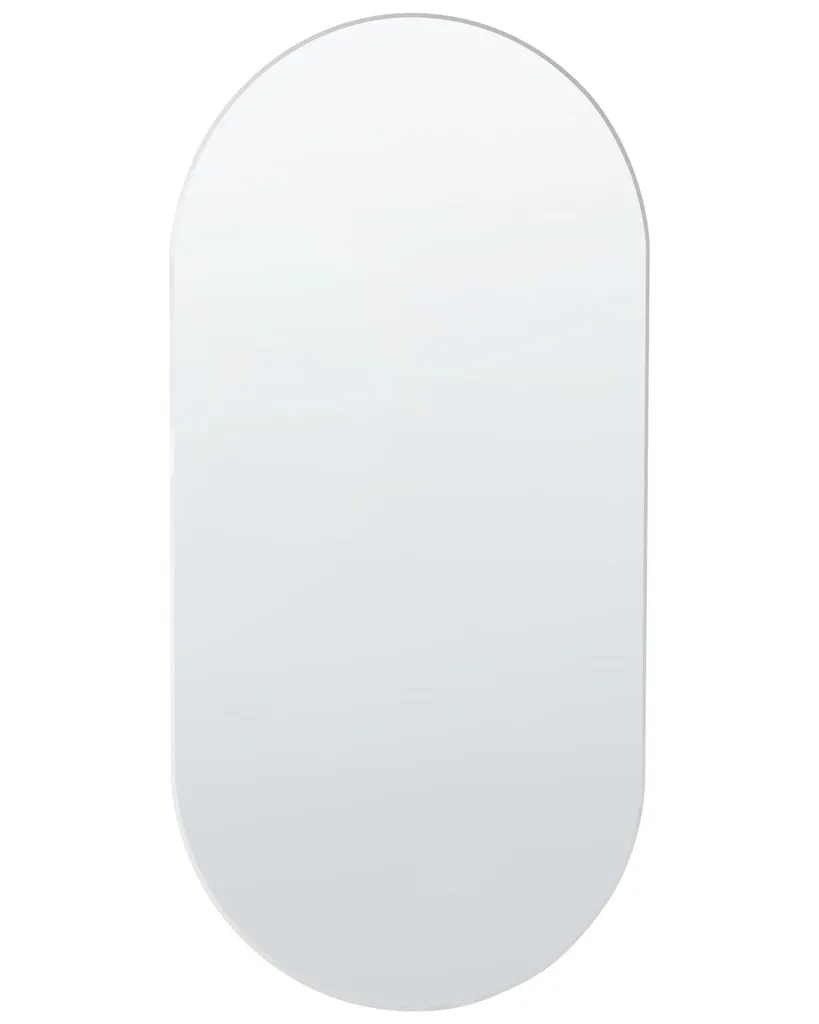 Miroir en verre argenté ovale 40 x 80 cm avec fixation murale robuste