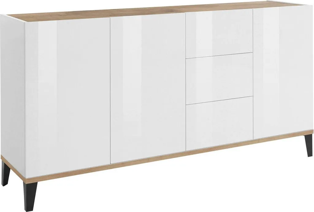 Buffet Abic 160x40x82 cm Blanc Brillant Design Italien Chic