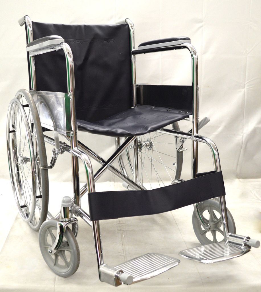 Fauteuil roulant pliant chromé divers avec châssis léger, Image du produit 