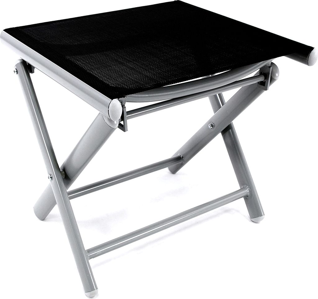 Garten Klapphocker / Fußhocker Aluminium - Textilen Silbergrau/Schwarz