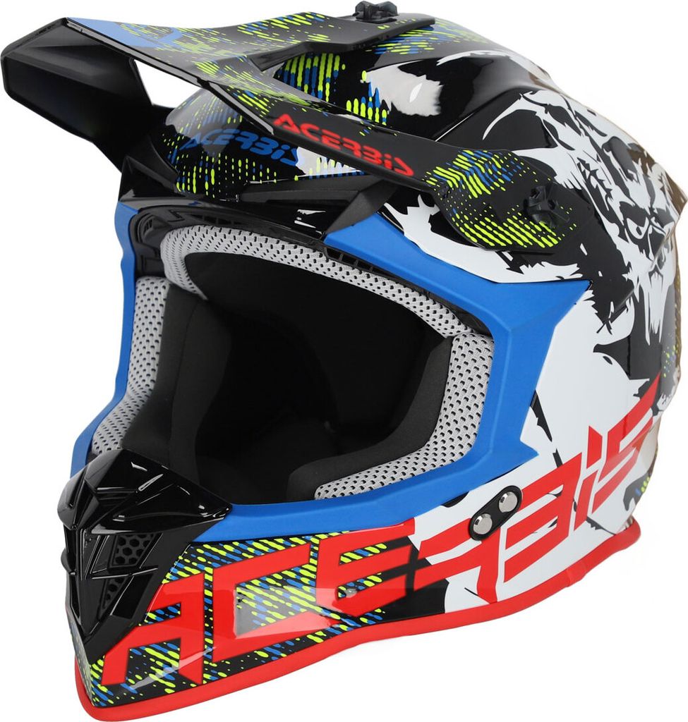 Motocross-Helm ACERBIS Linear 22.06 Graphic Weiß Schwarz Blau Glänzend größe XXL
