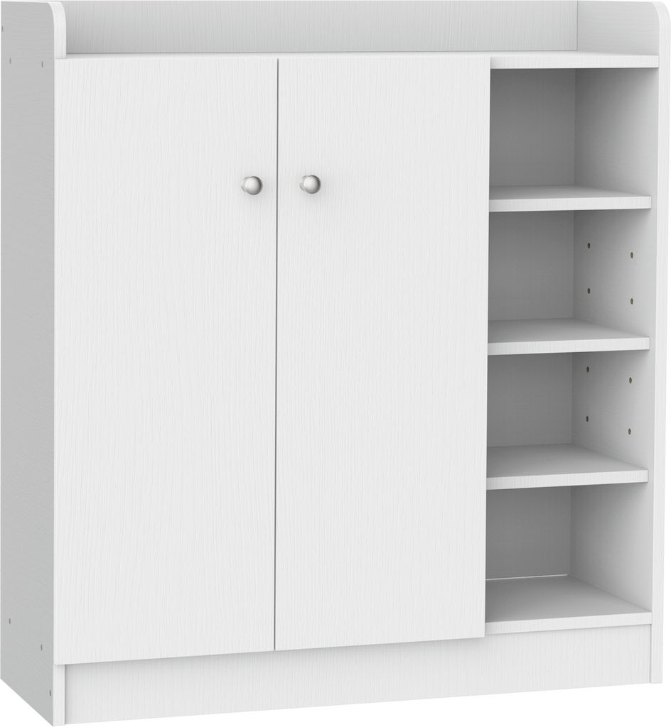 HOMCOM Schuhschrank Schuhregal Allzweckschrank Kommode Dielenschrank Highboard Schrank Ablage Regal 2-Türig 4 Fächer Weiß 83 x 30 x 90 cm