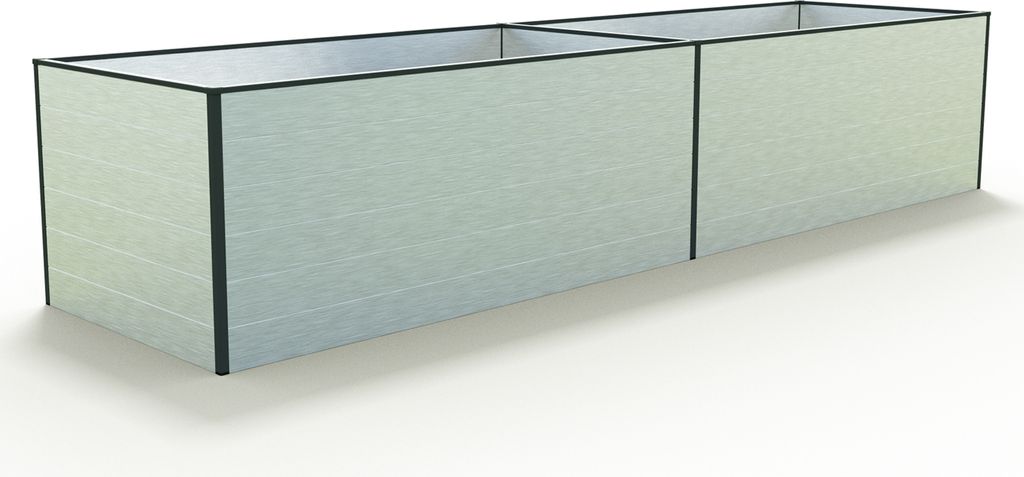 GFP Aluminium Hochbeet KINGSIZE DANIELA - 387 x 77 x 77 cm - Alu natur, Stecksystem, langlebig