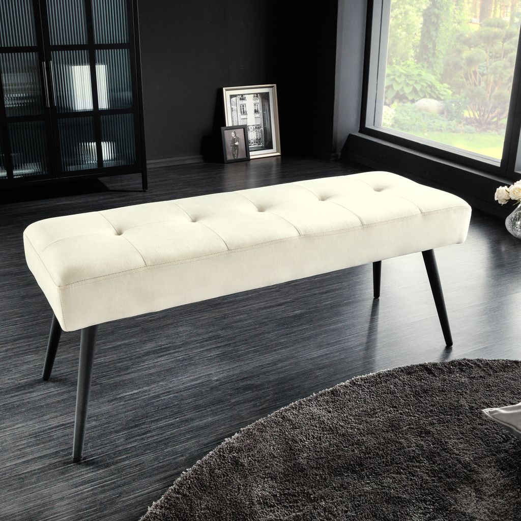 Design Sitzbank BOUTIQUE 100cm champagner Samt schwarze Produktbild 