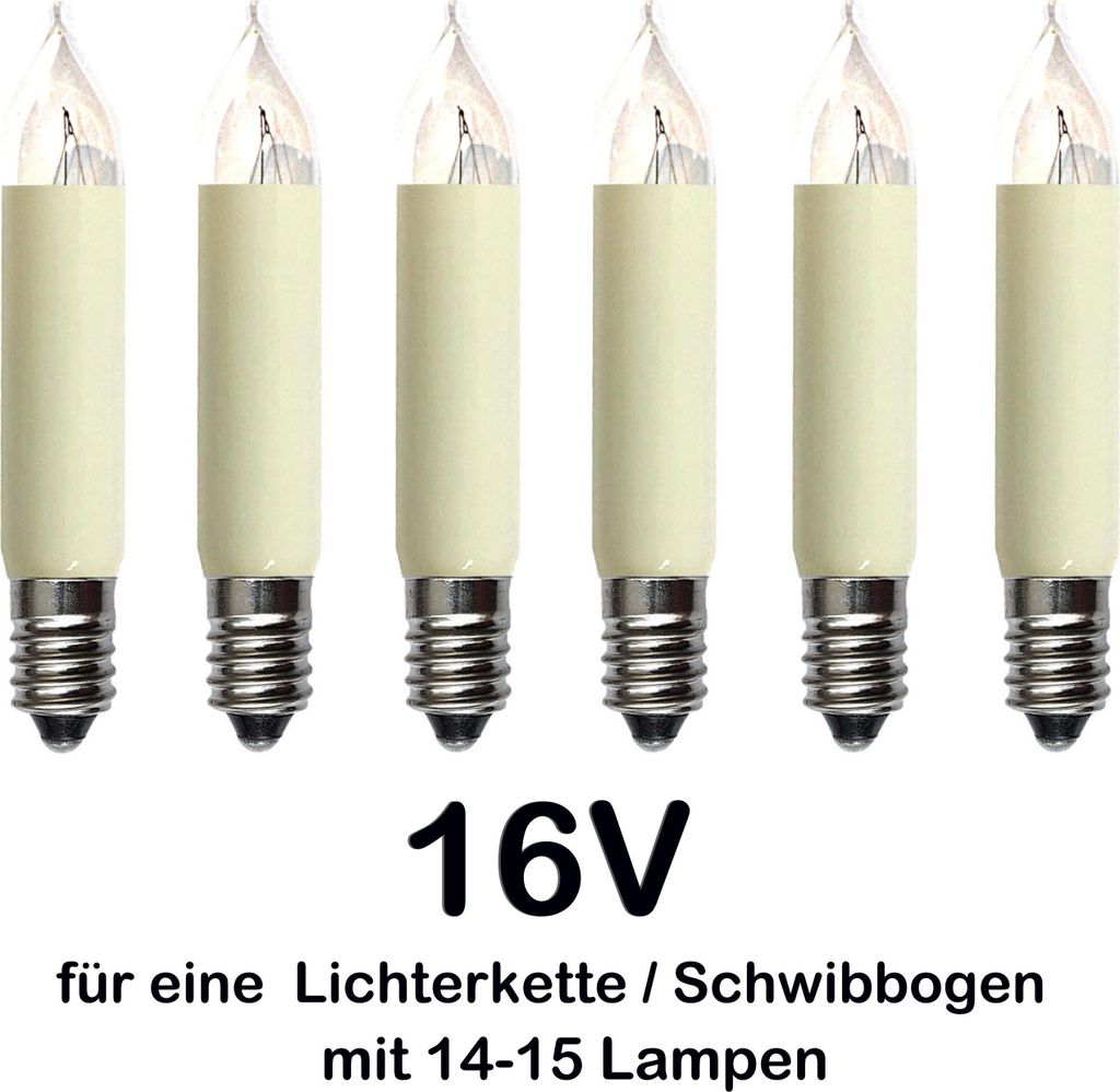 6 Stück Kleinschaftkerzen 16V 3W E10 Ersatzlämpchen für Produktbild 3