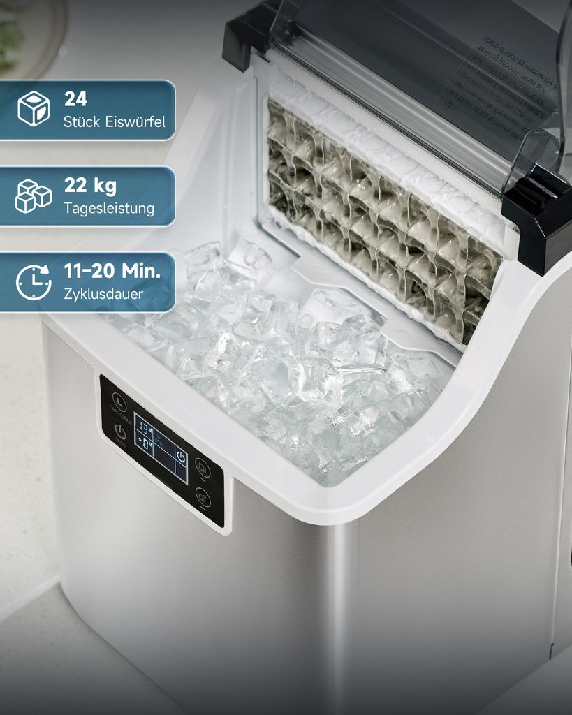 Preenex 3,2L Eiswürfelbereiter 22 kg/24H Eismaschine Produktbild 2
