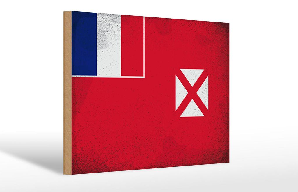 Holzschild Flagge Wallis und Futuna 30x20cm Wallis Vintage
