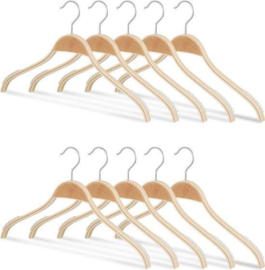 Holzkleiderbügel Set 10-teilig 40cm natur