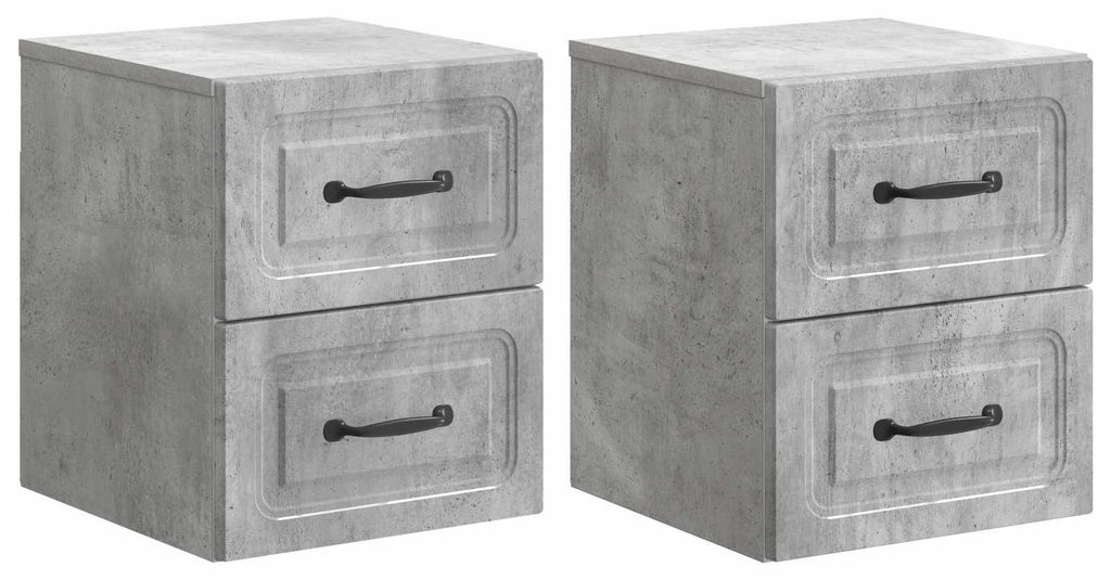Maison Exclusive - Wandmontierter Nachttisch 2 pcs Betongrau 34,5 x 33 x 40 cm