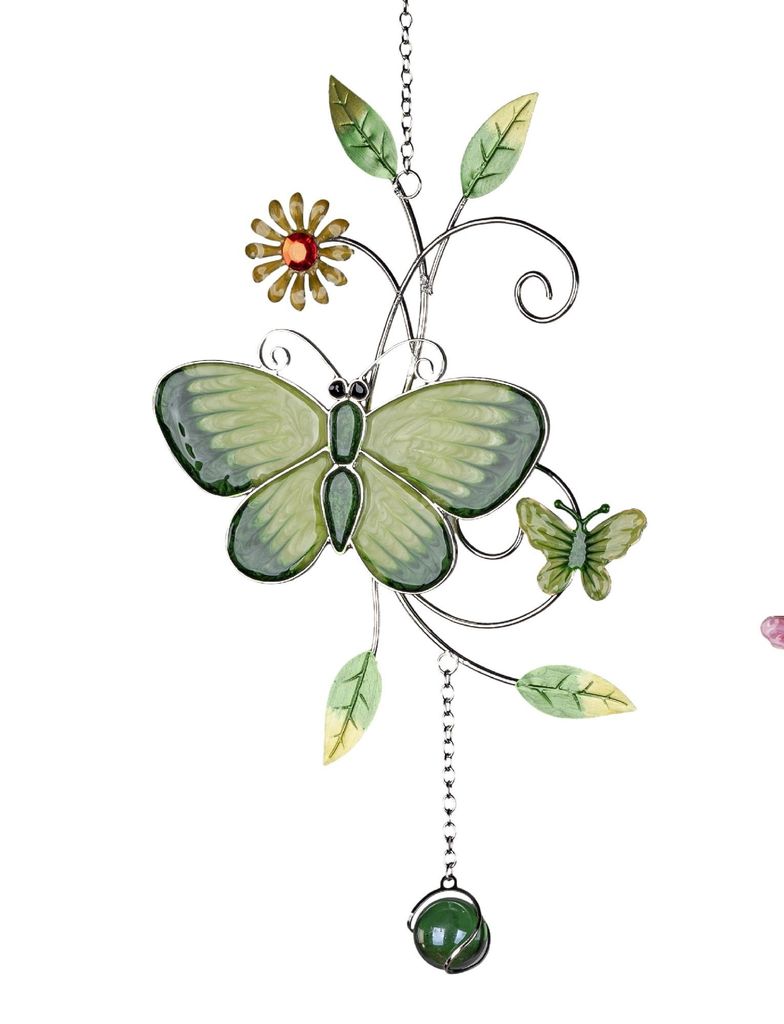 Deko Hänger Schmetterling HARMONIE in Tiffany Optik grün L. 34cm Acryl Formano