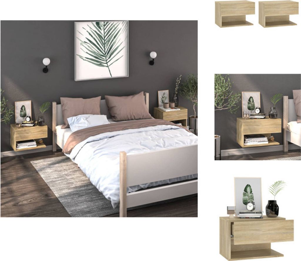 vidaXL Wand-Nachttische 2 Stk. Sonoma-Eiche - Nachttische