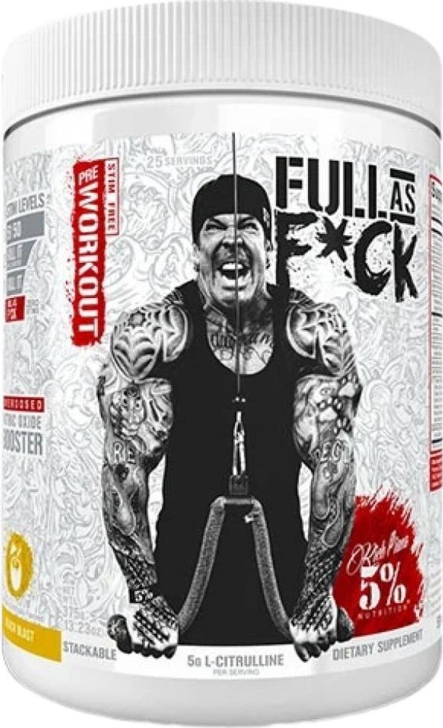 Rich Piana 5% Nutrition | Full As F*ck | Stimulant Free Pre-Workout Pump Beach Blast