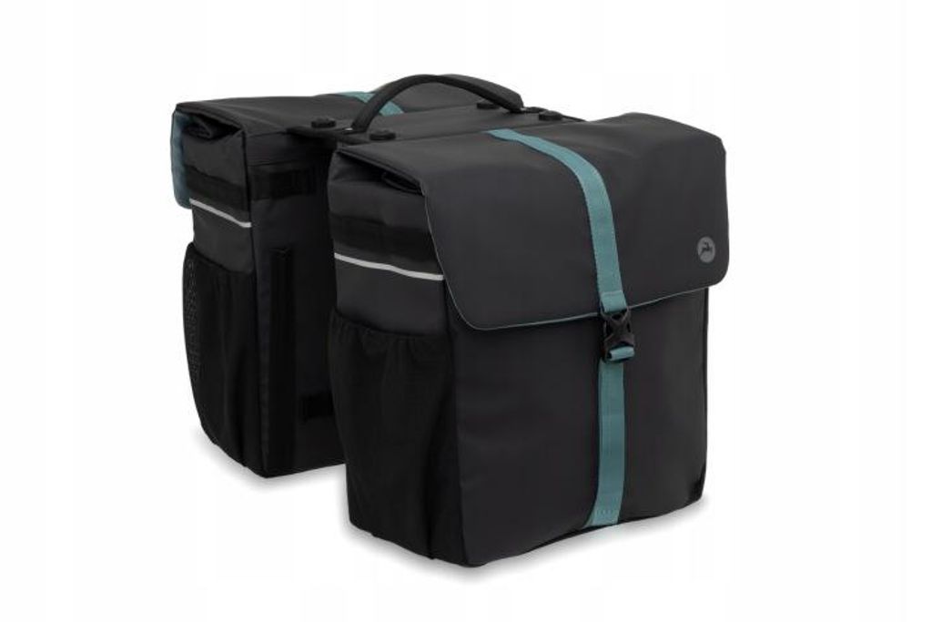 Gazelle MIK Doppel-Fahrradtasche – Schwarz/Grün, ca. 37 l Produktbild 
