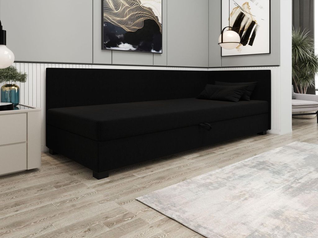 Gepolstertes Einzelbett 90x195 ARIADNA PLUS 1 - schwarz
