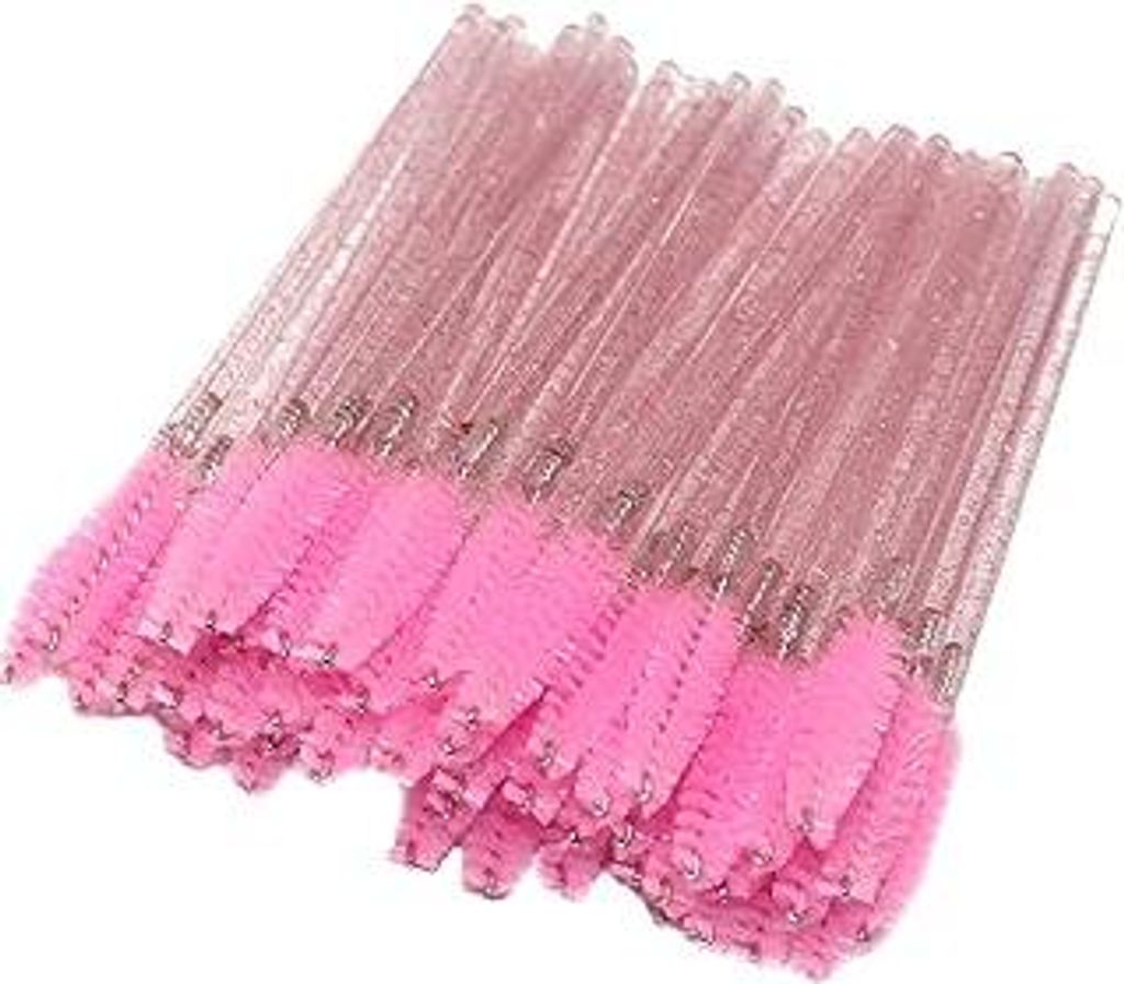 Rofitbest Einweg-Kristall-Augenpinsel, Pinsel Mascara Zauberstäbe, Wimpernmascara-Bürsten, Augenwimpern-Applikator-Pinsel (50 PCS, Rosa)
