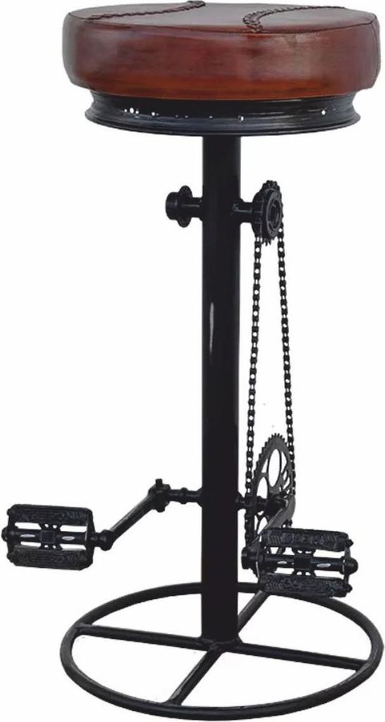 Casa Padrino Industrie Stil Barhocker Schwarz / Braun H. 80 cm - Bar Möbel