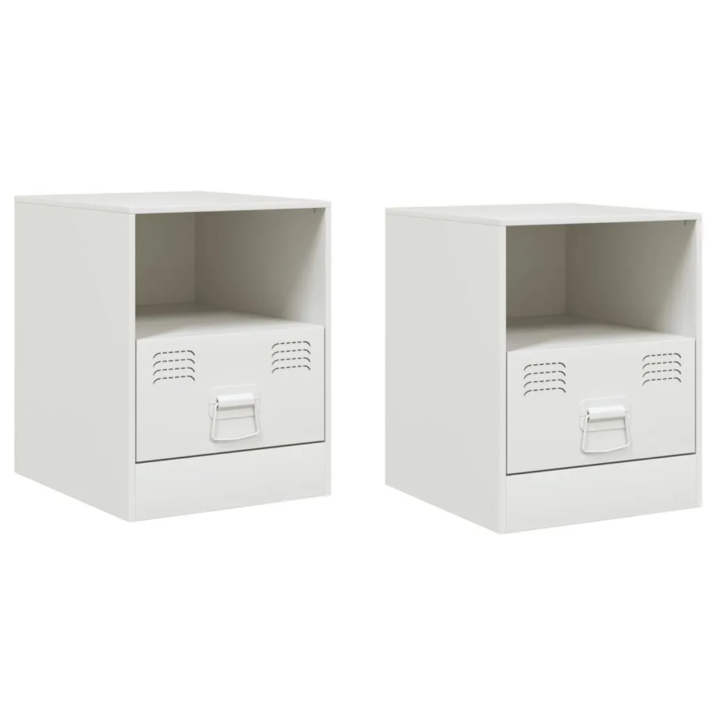 SYFAX™ Comodini 2 pz Bianchi 34,5x39x44 cm in Acciaio