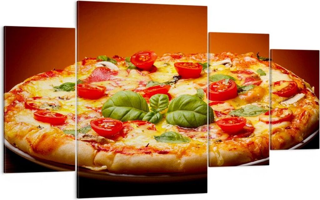 Bild auf Leinwand - Leinwandbild - Italien Pizza Tradition Essen - 160x90cm - Wand Bild - Wanddeko - Leinwanddruck - Bilder - Kunstdruck - Wanddeko...