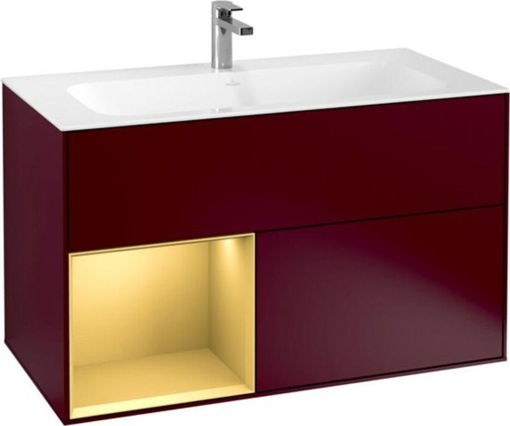 V&B Waschtischunterschrank Wandbeleuchtung Finion 99,6x59,1cm, Reg li gol matt, Peony Matt