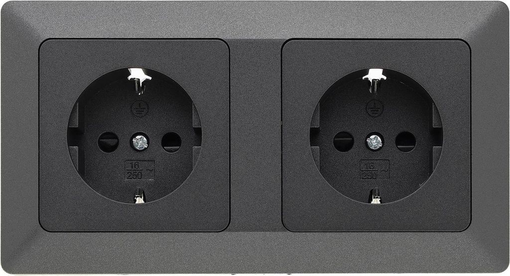 MILOS Set 2 Steckdosen, 250V, 16A, antracite Immagine del prodotto 