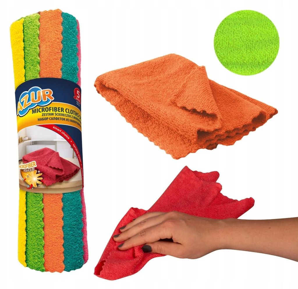 Set Mikrofasertücher 30 x 30 cm 5 Stück Azur - YORK Produktbild 
