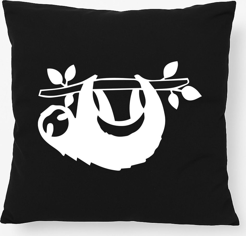 Huuraa Kissen Faultier Silhouette 40x40cm mit Füllung Black Baumwolle Dekokissen Geschenkidee