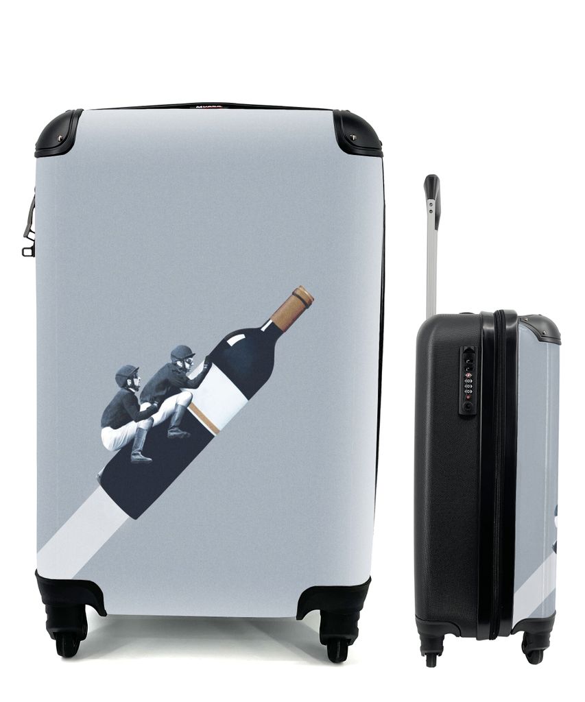 MuchoWow Koffer Handgepäck Trolley Rollkoffer Kleine Reisekoffer mit 4 Rollen - Flasche - Männer - Vintage - Cabin Size < 55x40x23 cm & 55x40x2...