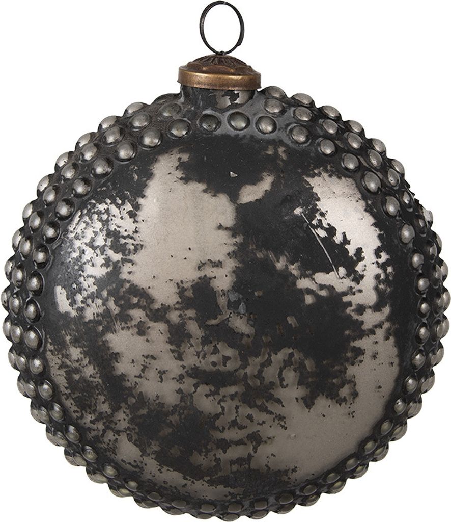 Clayre & Eef Weihnachtskugel Ø 15x6x15 cm Schwarz Grau Glas