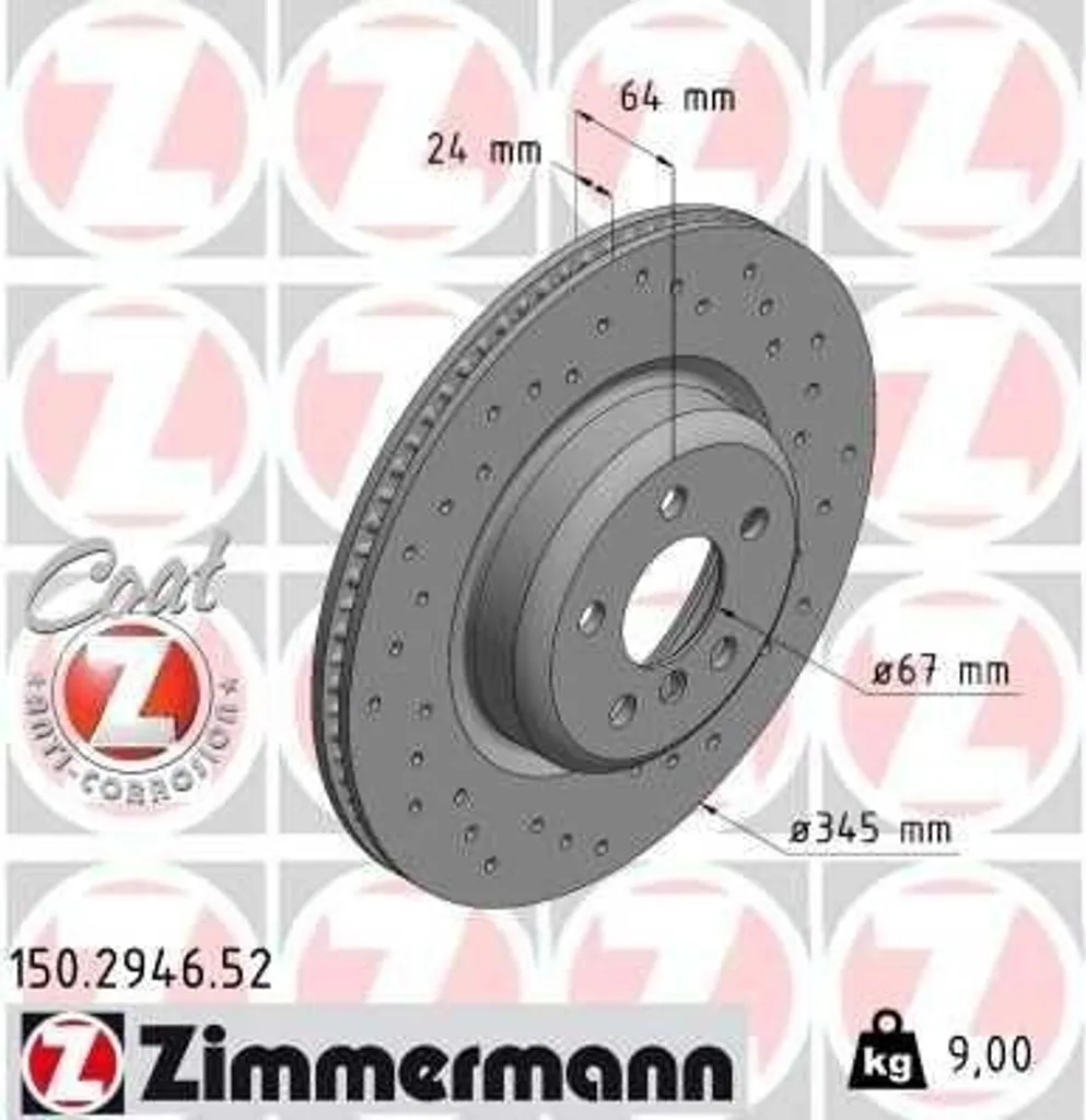 Disque de frein anticorrosion Zimmermann 150.2946.52 BMW Série 5 et X7