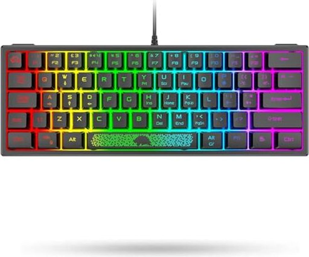 Lexonelec K61 60%% Tastatur Gaming PC RGB Lighting Schwarz - Mini UK Layout QWERTY Mechanische Feel