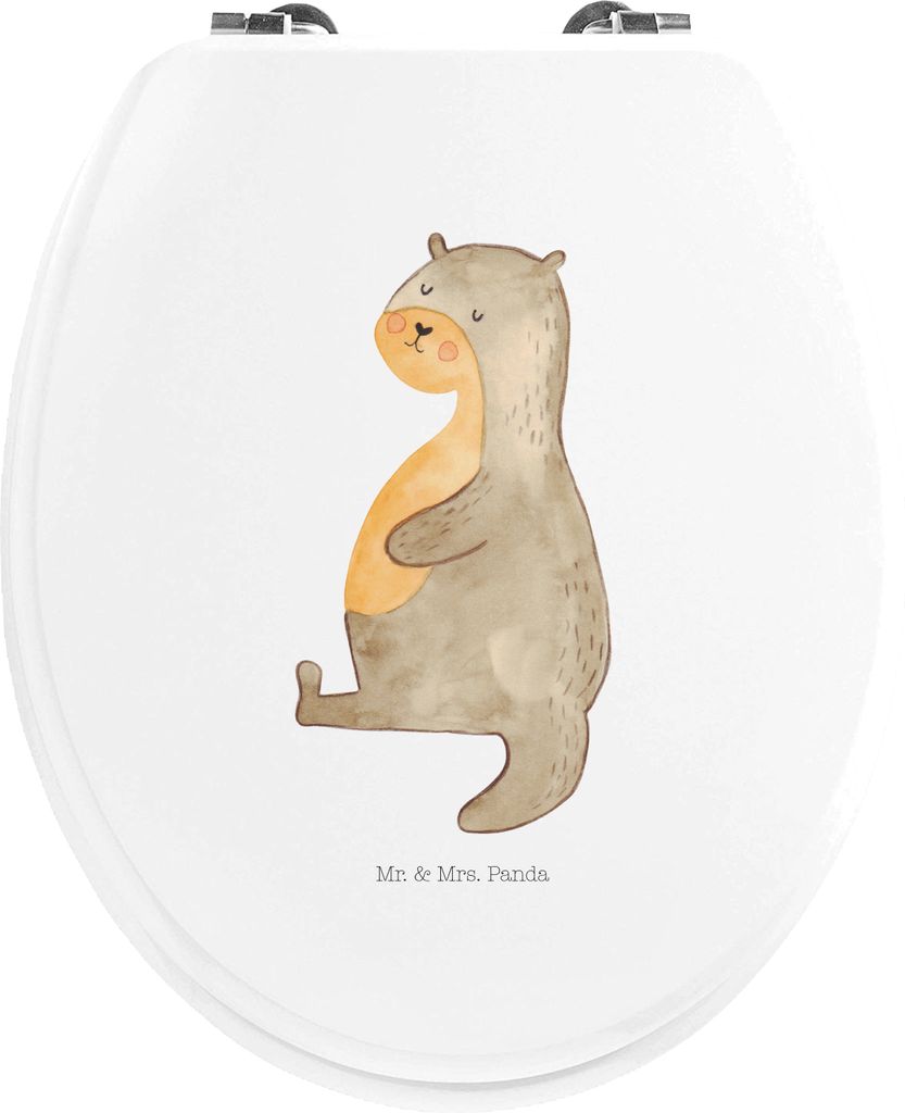 Mr. & Mrs. Panda Toilettendeckel Otter Bauch - Weiß - Geschenk, Zufrieden, dick, WC Brille, Sportmuffel, voll Gefuttert, Satt, Klo-Deckel, Essen. ...