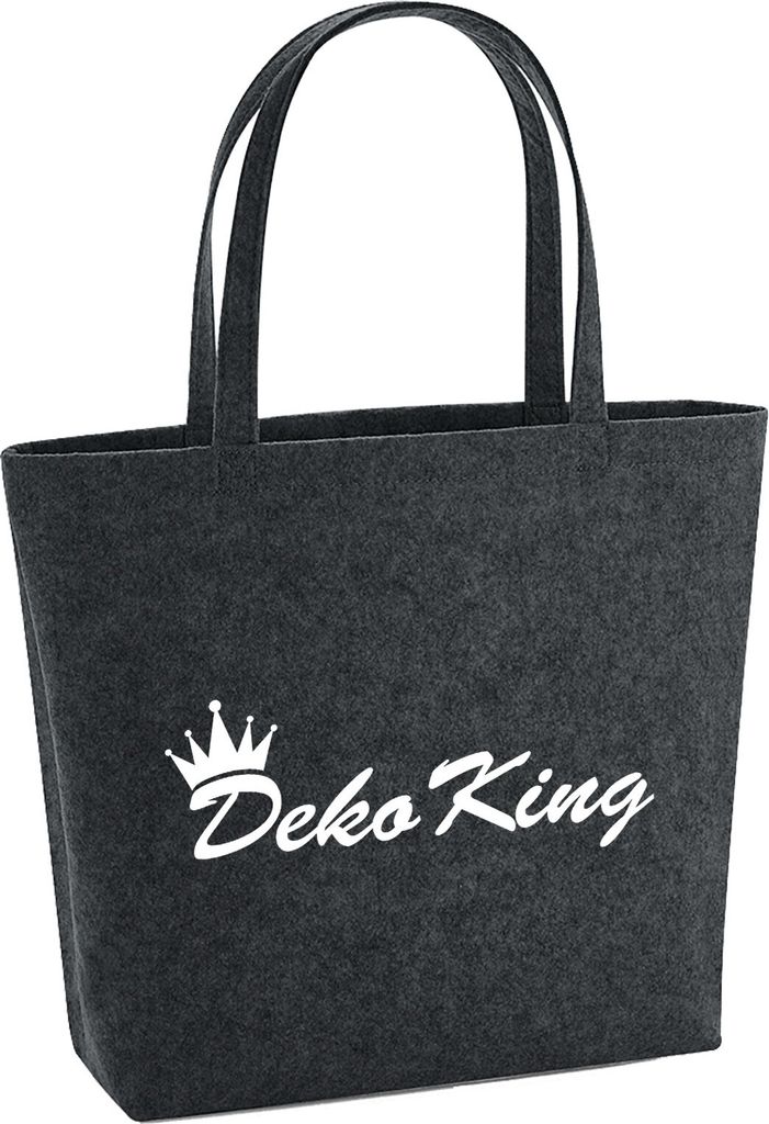Huuraa Filzshopper Deko King Krone 22 Liter Charcoal Melange Filztasche Geschenkidee