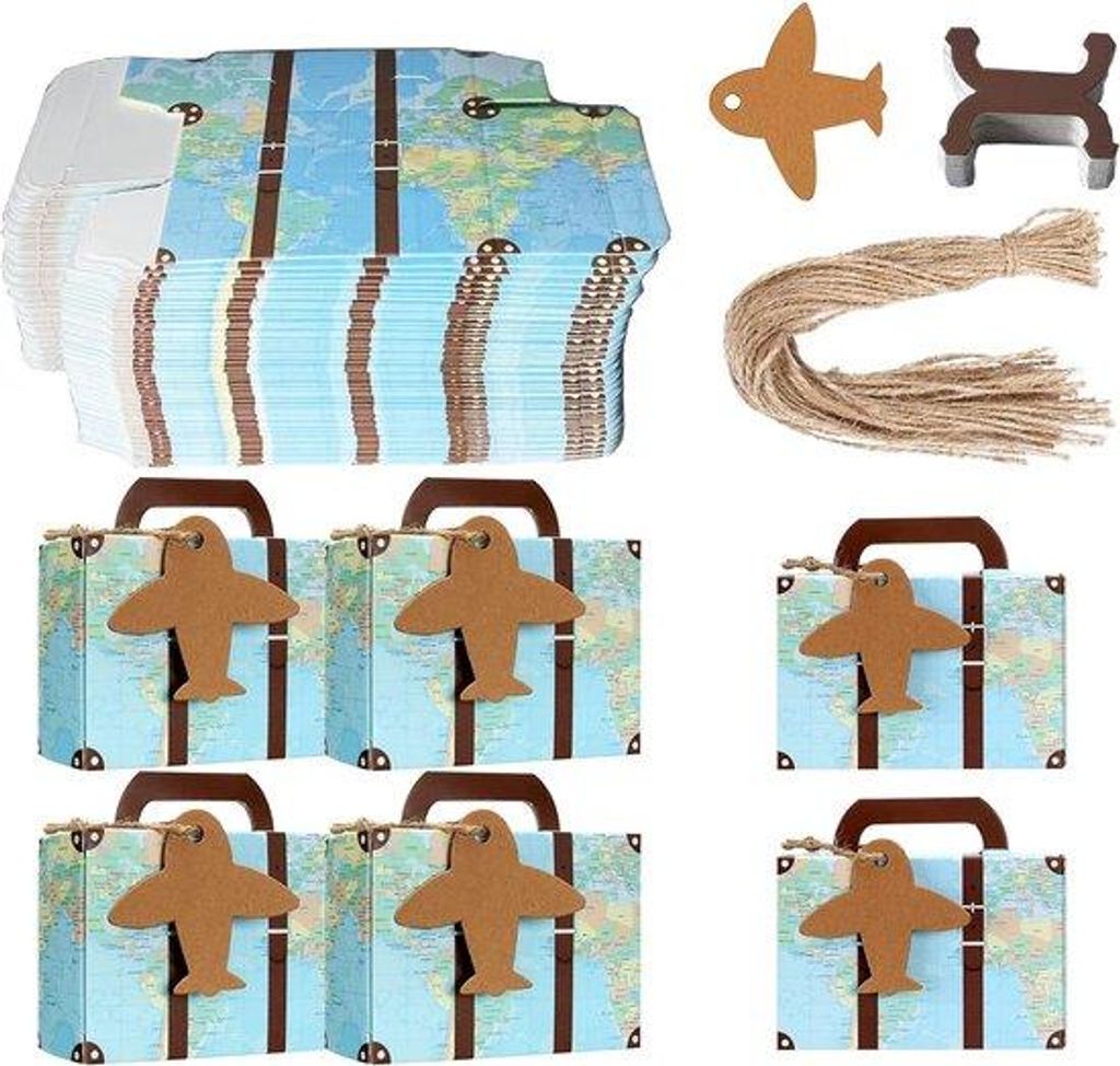 Kleine Geschenkdozen aus Papier für Hochzeit, Schmuck, Gastgeschenke, Süßigkeiten, Schokolade, Bonbonniere, Favoritendosen mit Etiketten (Blau +...