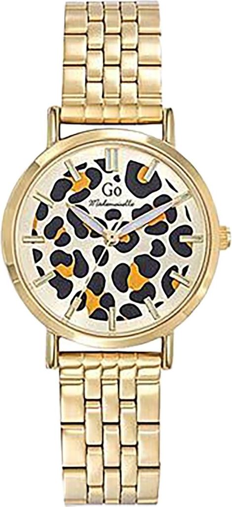 Girl Only Damen Quarz Uhr Gold Edelstahlarmband Mademoiselle Leo Print UGO695635