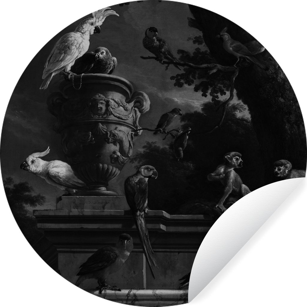 MuchoWow Runde Wandtattoo - Wandsticker Tapete Aufkleber Die Menagerie - Melchior d'Hondecoeter Ø 30 cm Selbstklebend und Repositionierbar - Wan...