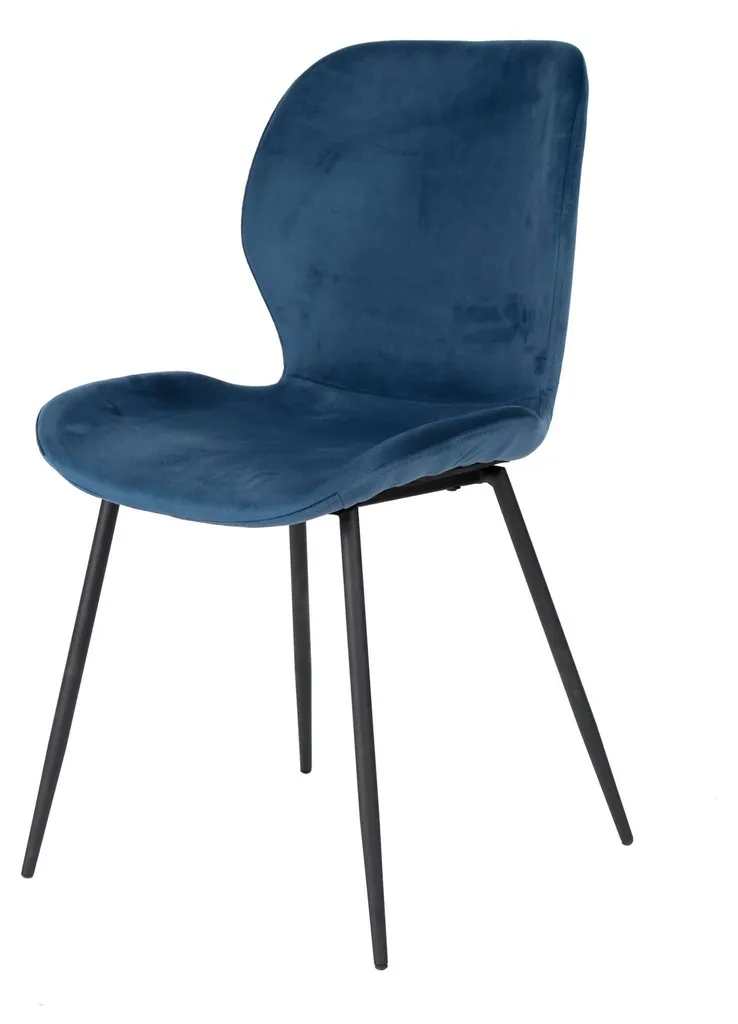 Chaise design bleu et noir FURNLUX Rondea 46cm en tissu haute qualité