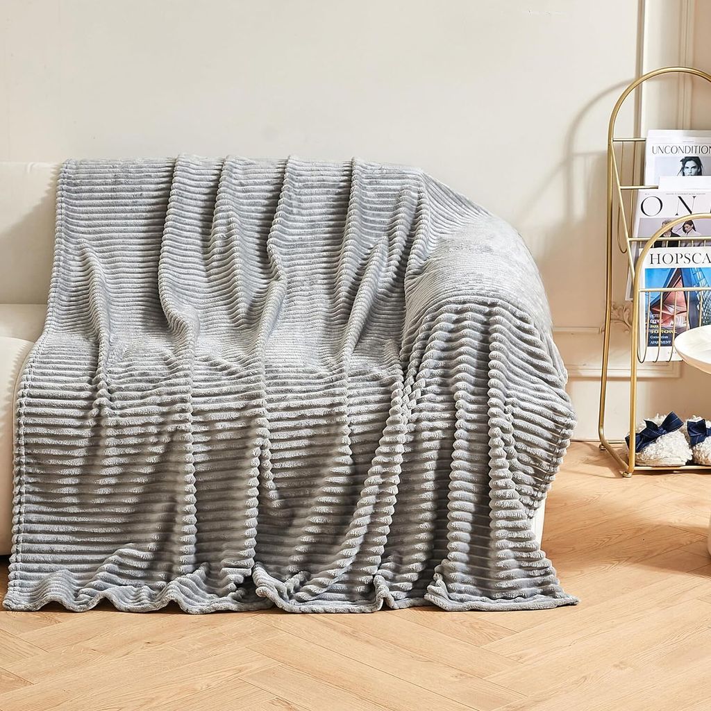 Decke als Sofadecke, Weiche Warme Couchdecken Sofadecken Flauschige Wohndecke Schlafdecke (Grau, 150x200cm) Doppelseitiges Vlies Decke