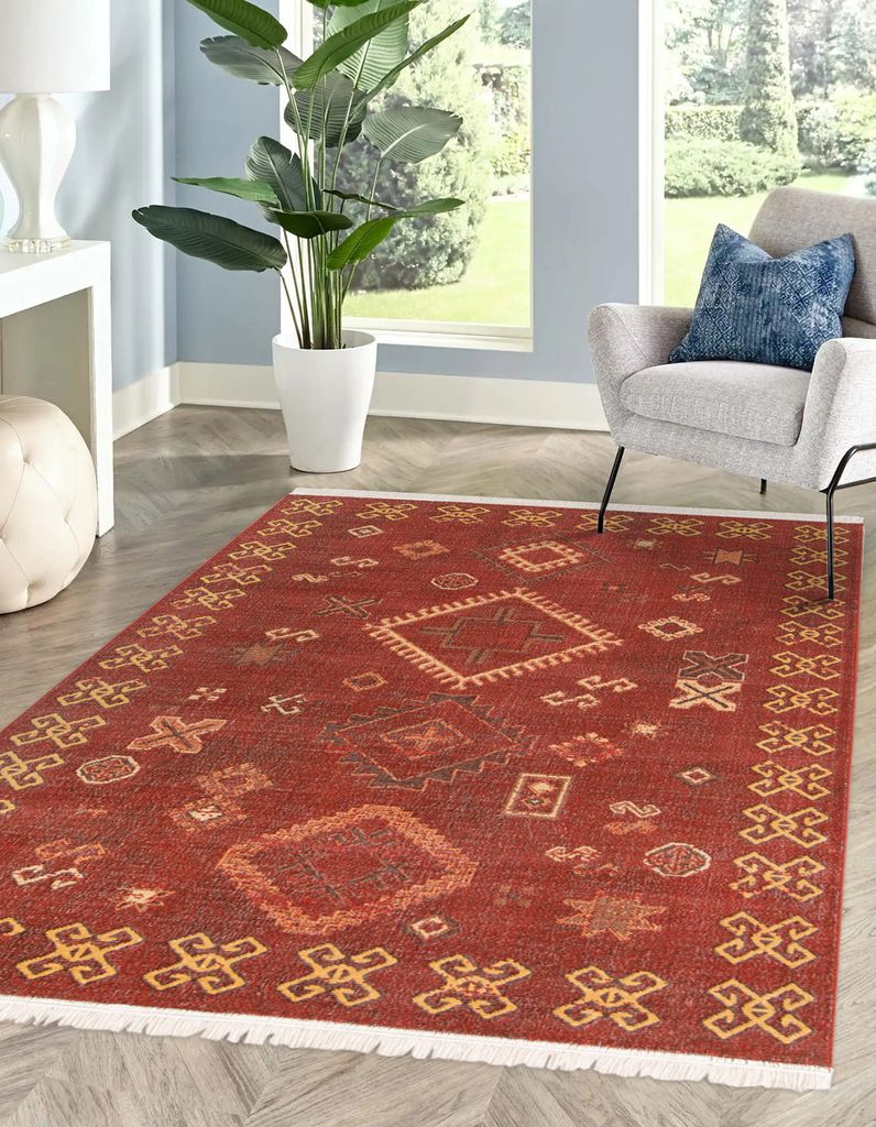 Rikmani Teppich Moderner Fransenteppich 120 x 170 cm Wohnzimmer FAR