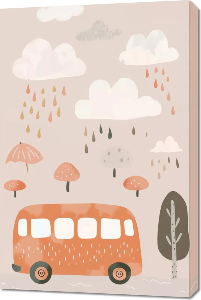 Quadro Autobus dei Sogni 60x90 cm | Decorazione Magica per Bambini