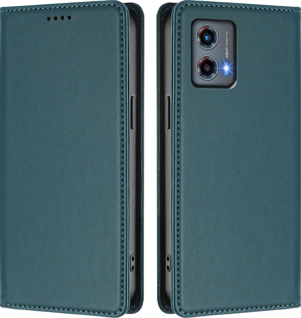 Handyhülle für Motorola Moto G 5G 2023, Kunstleder Klapphülle Stoßfeste Magnetische Hülle mit Ständer Grün
