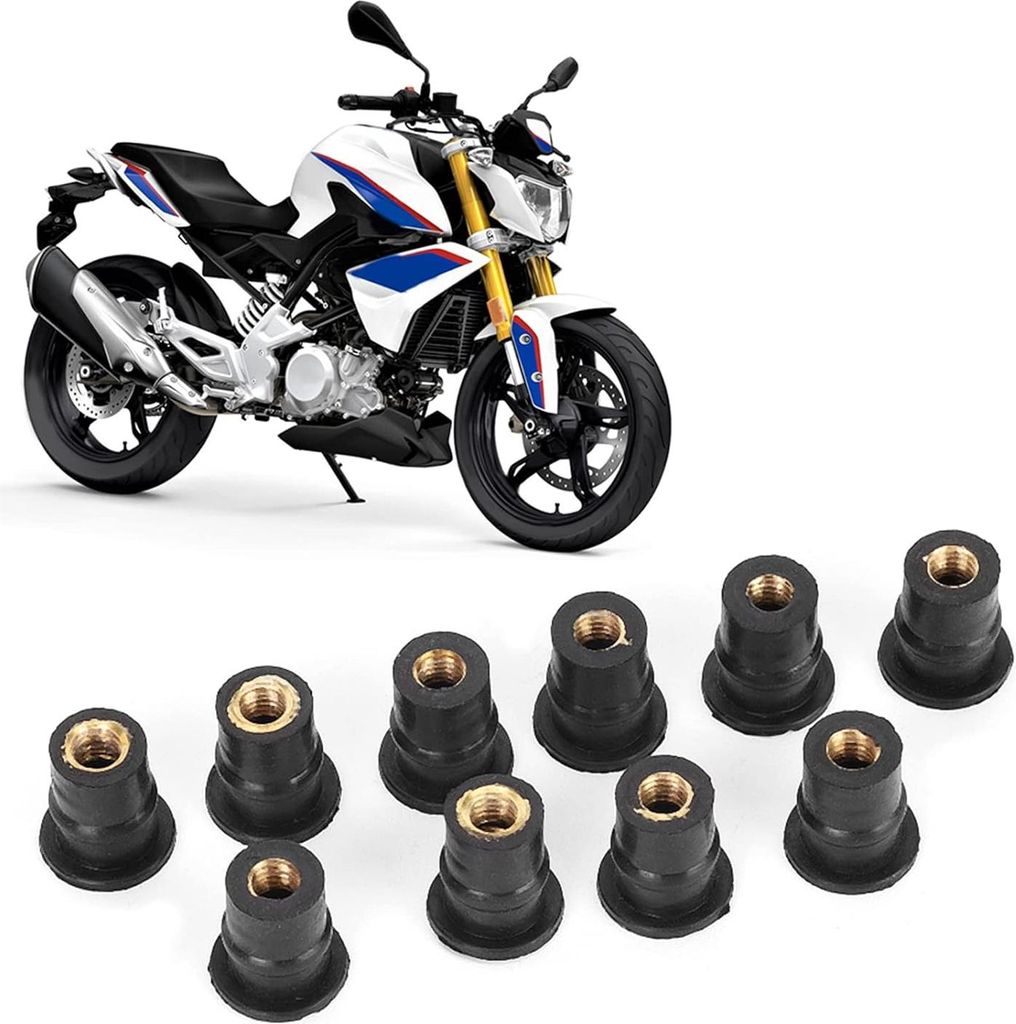 10 Stück M5 Gummi Well Nuts - 5mm - Windschutzscheibenbolzen für Motorräder - Wellnut Zubehör