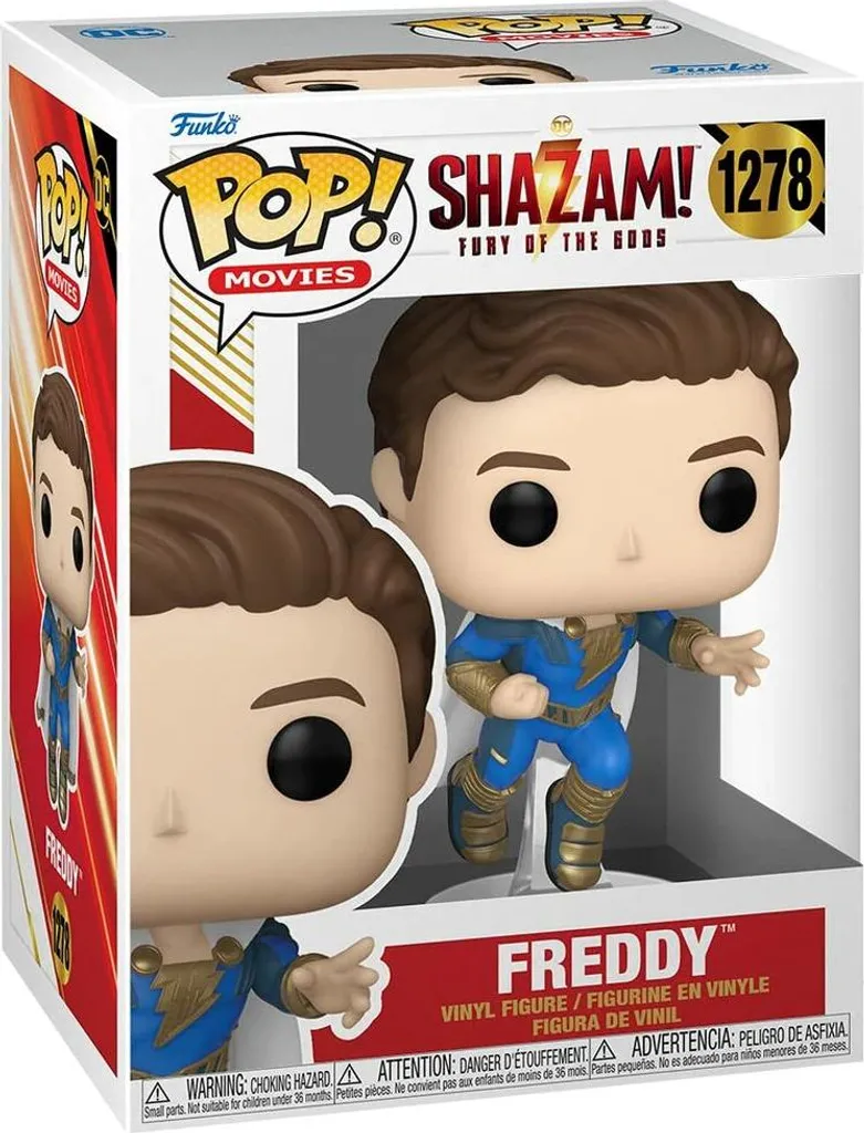Figurine de collection Shazam Freddy Freeman en vinyle style Pop Art