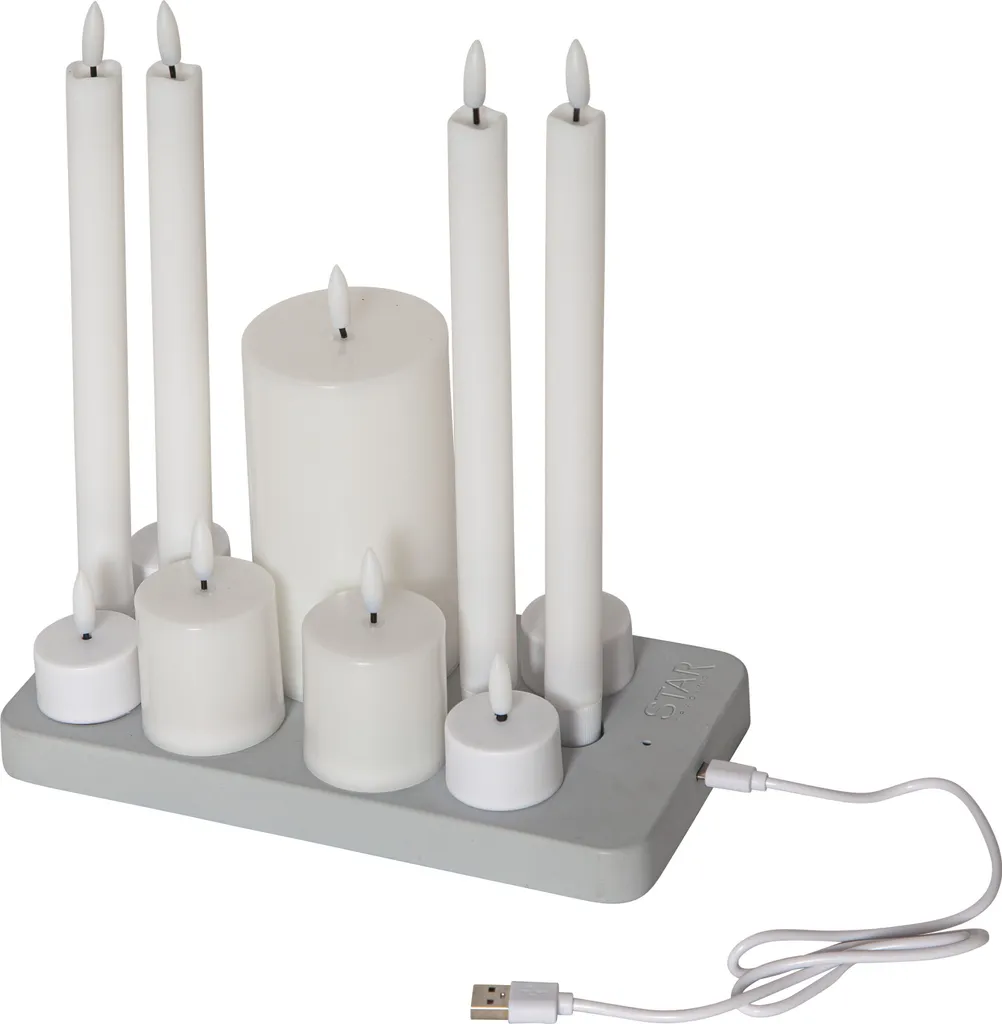 Bougies LED pour décoration de table avec station USB - Pack de 11
