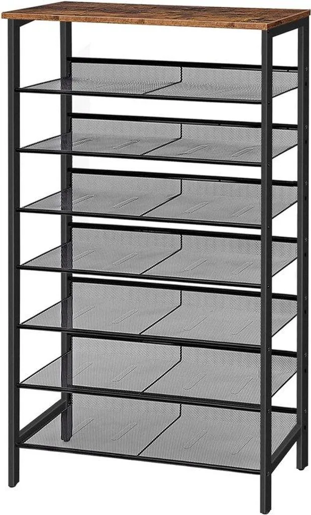 Meuble chaussures pour entrée étroite 8 tablettes marron foncé