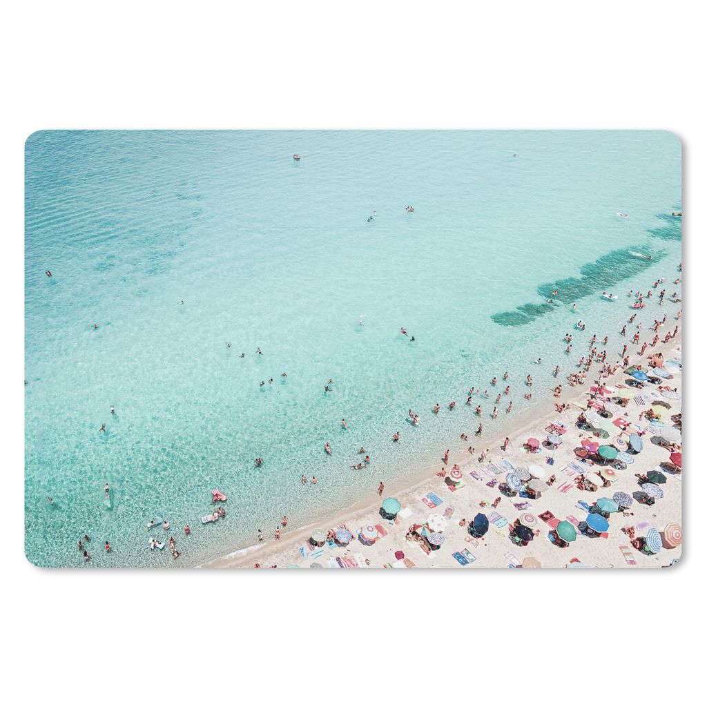 MuchoWow Schreibtischunterlage Meer - Strand - Sonnenschirme - Blau - Sommer 60x40 cm - XXL Mauspad - Großes Mauspad