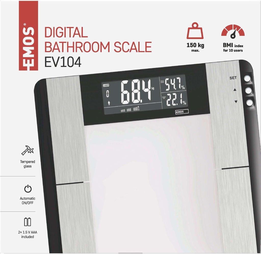 EMOS Digitale Personenwaage mit BMI und Memory Funktion, Produktbild 12