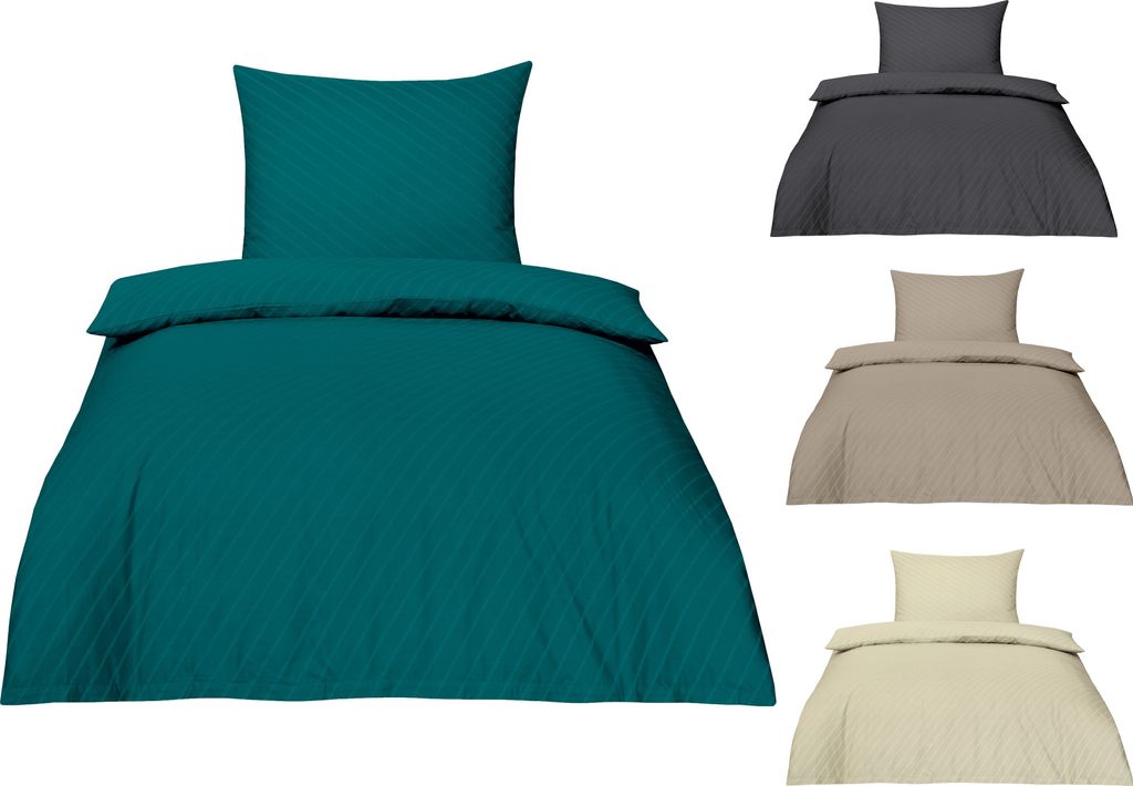 Betz Elegant Bettwäsche Garnitur Set in 2 Größen - 100 % Baumwolle - mit Reißverschluss - in verschiedenen Farben Farbe - 135/200+80/80 Perlmut...